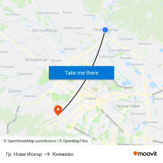 Гр. Нови Искър to Княжево map