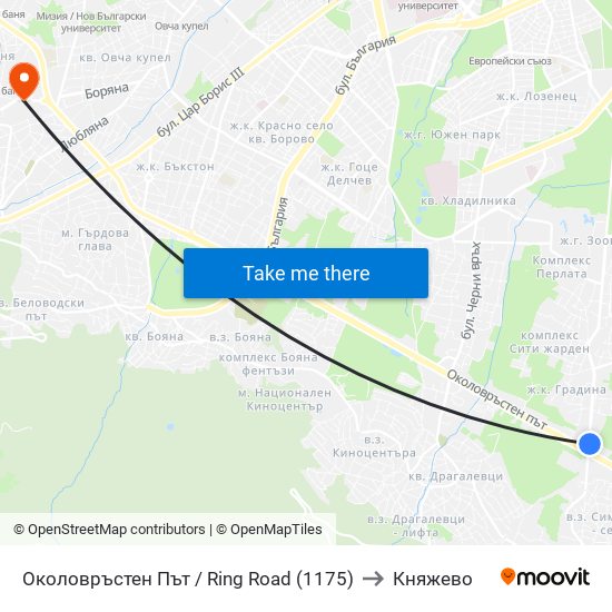 Околовръстен Път / Ring Road (1175) to Княжево map