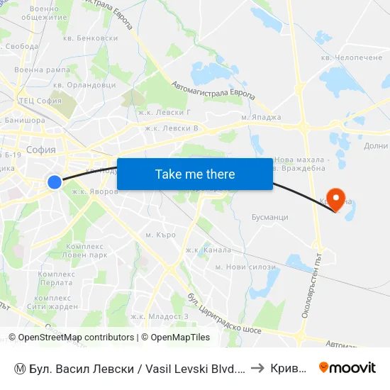 Ⓜ️ Бул. Васил Левски / Vasil Levski Blvd. (0299) to Кривина map