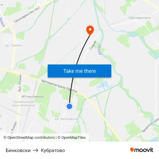 Бенковски to Кубратово map