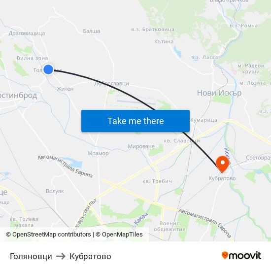 Голяновци to Кубратово map