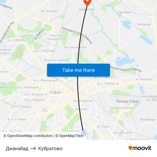 Дианабад to Кубратово map