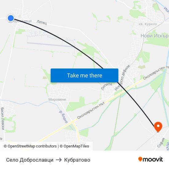 Село Доброславци to Кубратово map