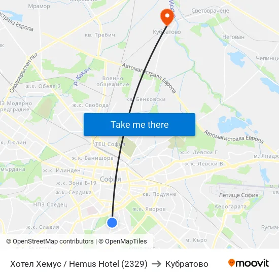 Ⓜ️ Хотел Хемус / Hemus Hotel (2329) to Кубратово map