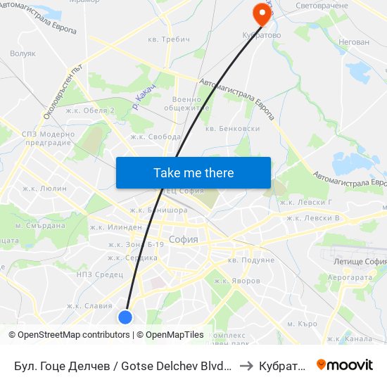 Бул. Гоце Делчев / Gotse Delchev Blvd. (0308) to Кубратово map
