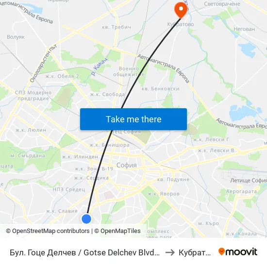 Бул. Гоце Делчев / Gotse Delchev Blvd. (0308) to Кубратово map