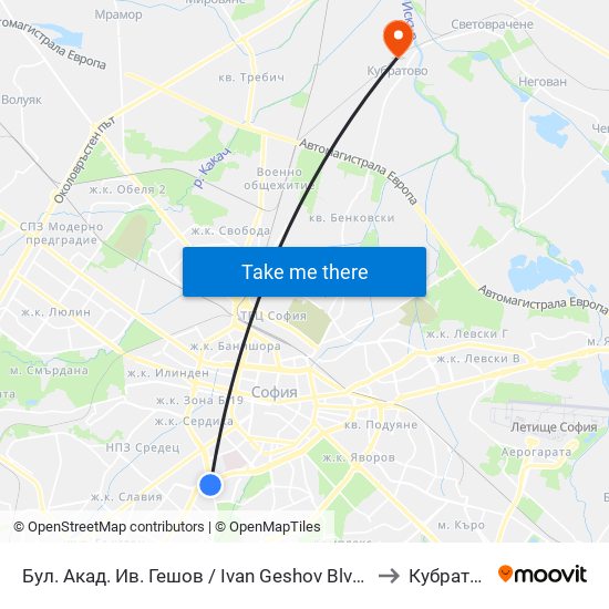Бул. Акад. Ив. Гешов / Ivan Geshov Blvd. (0270) to Кубратово map
