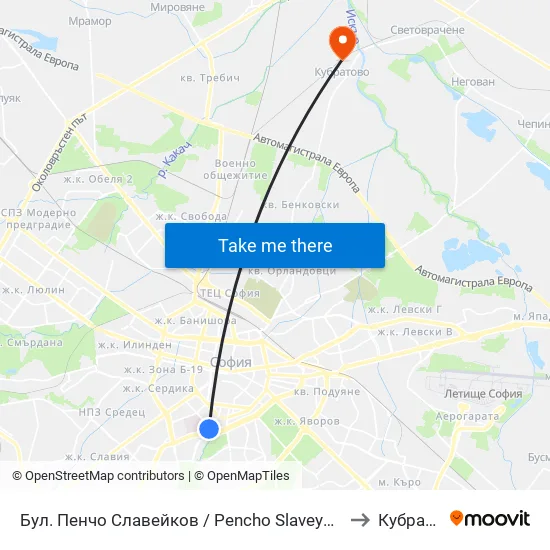 Бул. Пенчо Славейков / Pencho Slaveykov Blvd. (0356) to Кубратово map