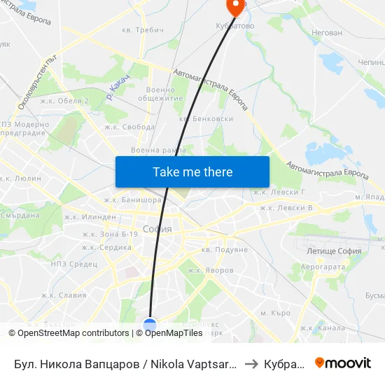 Бул. Никола Вапцаров / Nikola Vaptsarov Blvd. (0344) to Кубратово map