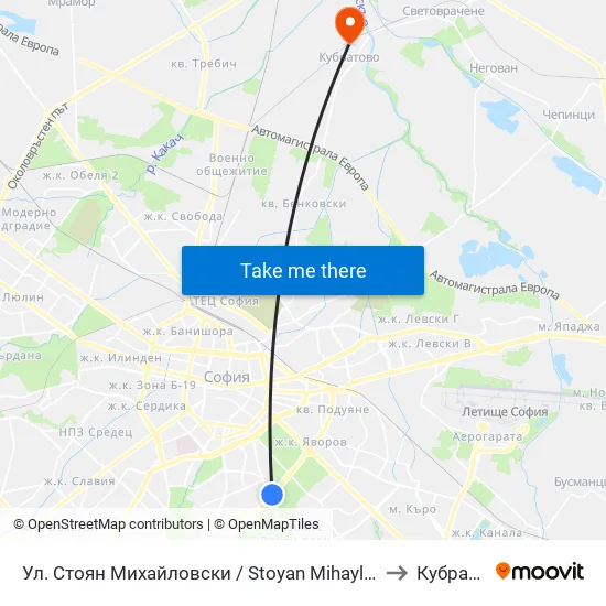 Ул. Стоян Михайловски / Stoyan Mihaylovski St. (2692) to Кубратово map