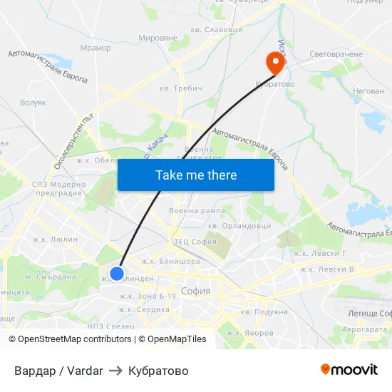 Вардар / Vardar to Кубратово map
