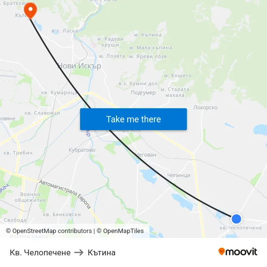 Кв. Челопечене to Кътина map