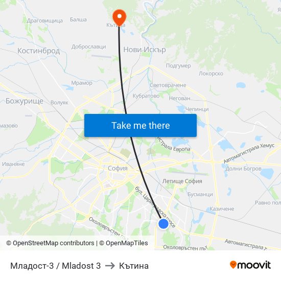 Младост-3 / Mladost 3 to Кътина map