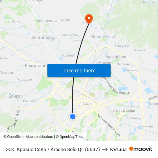 Ⓜ️ Ж.К. Красно Село / Krasno Selo Qr. (0637) to Кътина map