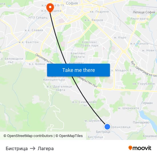 Бистрица to Лагера map