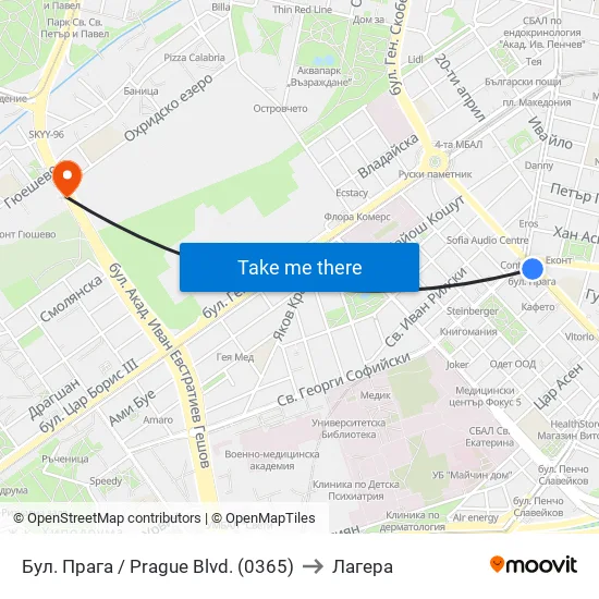 Бул. Прага / Prague Blvd. (0365) to Лагера map