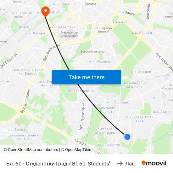 Бл. 60 - Студенстки Град / Bl. 60, Students' Town (2507) to Лагера map