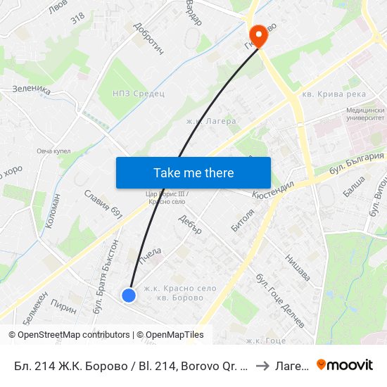 Бл. 214 Ж.К. Борово / Bl. 214, Borovo Qr. (0164) to Лагера map