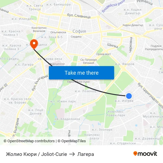 Жолио Кюри / Joliot Curie to Лагера map