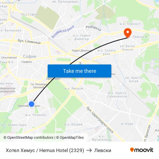 Хотел Хемус / Hemus Hotel (2329) to Левски map