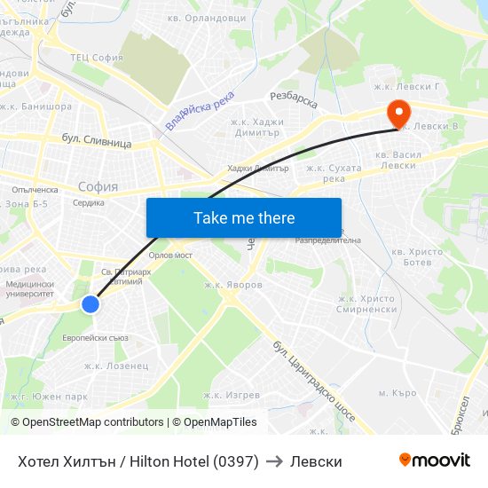Хотел Хилтън / Hilton Hotel (0397) to Левски map