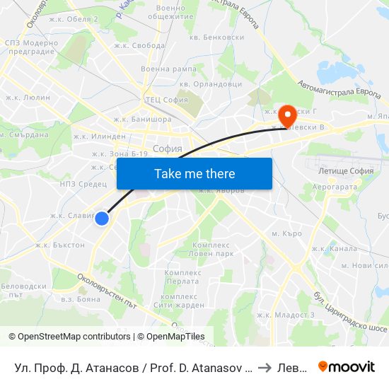 Ул. Проф. Д. Атанасов / Prof. D. Atanasov St. (2134) to Левски map