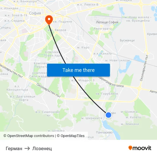 Герман to Лозенец map