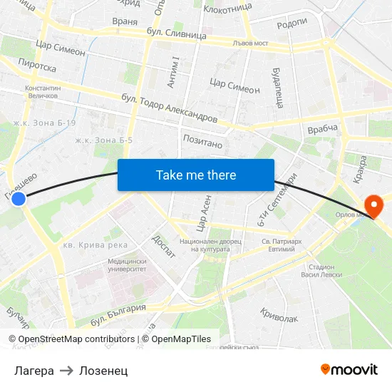 Лагера to Лозенец map