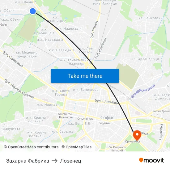 Захарна Фабрика to Лозенец map