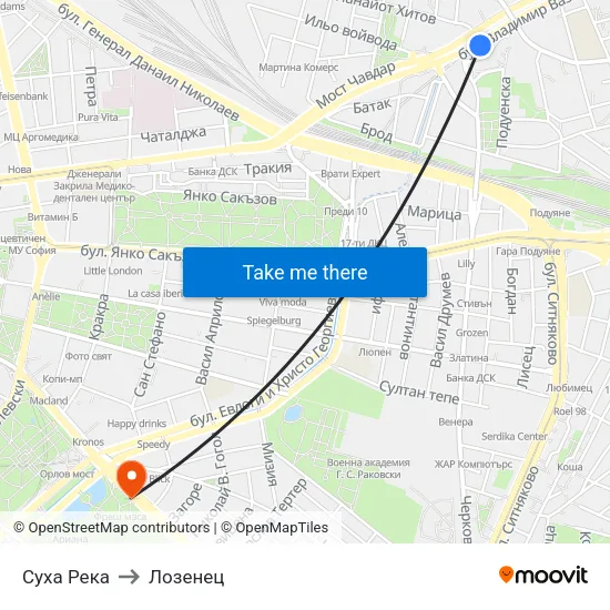 Суха Река to Лозенец map