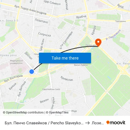 Бул. Пенчо Славейков / Pencho Slaveykov Blvd. (0356) to Лозенец map