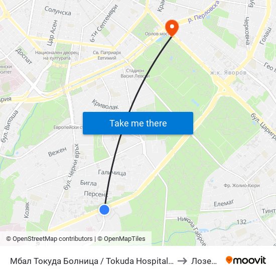 Мбал Токуда Болница / Tokuda Hospital (0206) to Лозенец map