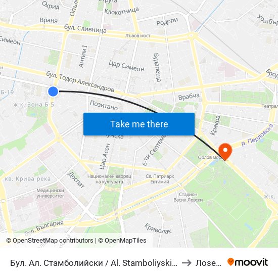 Бул. Ал. Стамболийски / Al. Stamboliyski Blvd. (0283) to Лозенец map