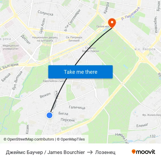 Джеймс Баучер / James Bourchier to Лозенец map