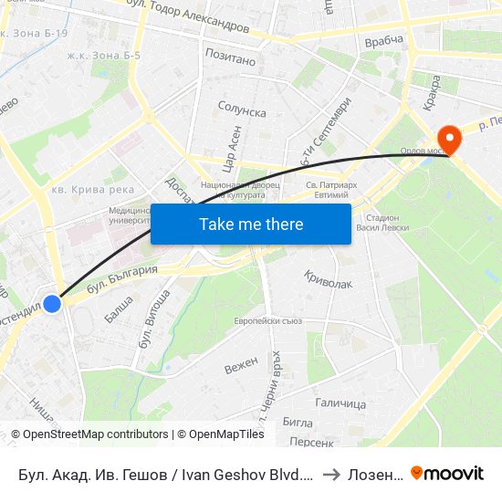 Бул. Акад. Ив. Гешов / Ivan Geshov Blvd. (0275) to Лозенец map