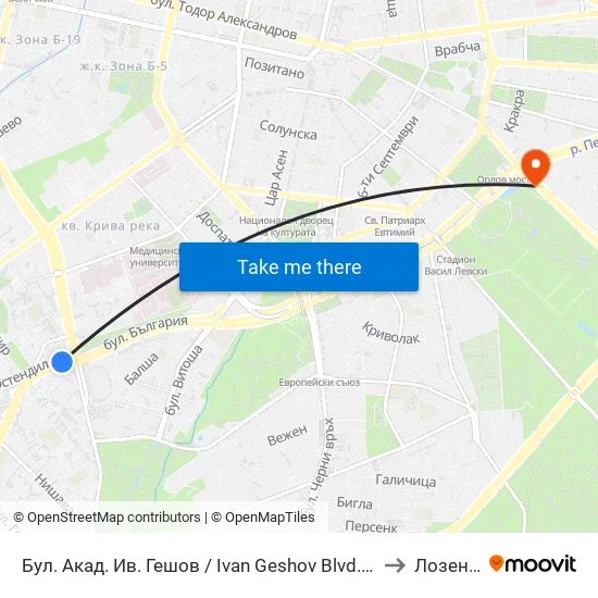 Ⓜ️ Бул. Акад. Ив. Гешов / Ivan Geshov Blvd. (0275) to Лозенец map