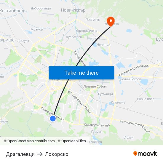 Драгалевци to Локорско map