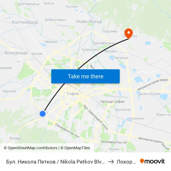 Бул. Никола Петков / Nikola Petkov Blvd. (0350) to Локорско map