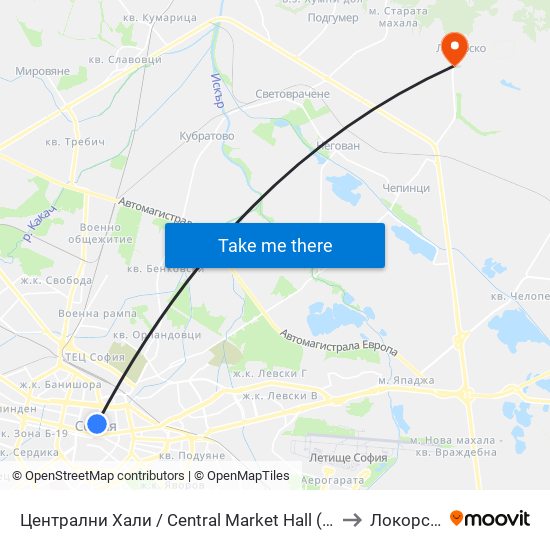 Централни Хали / Central Market Hall (2337) to Локорско map