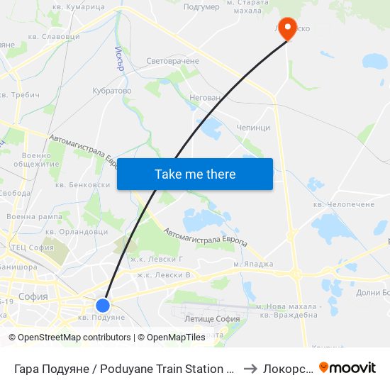 Гара Подуяне / Poduyane Train Station (0466) to Локорско map