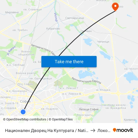 Национален Дворец На Културата / National Palace Of Culture to Локорско map