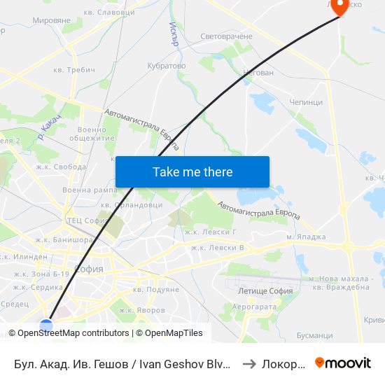 Бул. Акад. Ив. Гешов / Ivan Geshov Blvd. (0275) to Локорско map