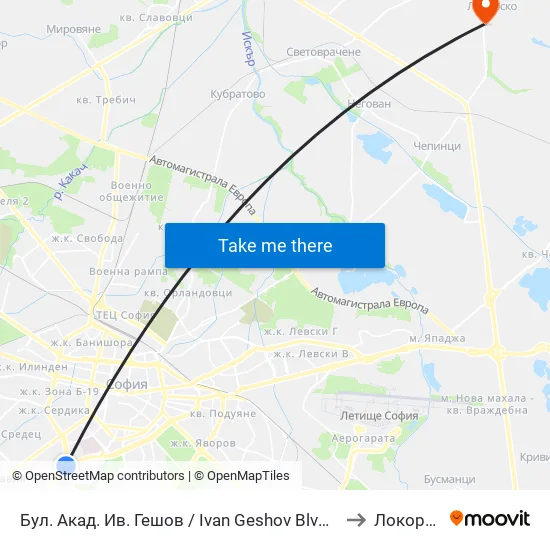 Ⓜ️ Бул. Акад. Ив. Гешов / Ivan Geshov Blvd. (0275) to Локорско map