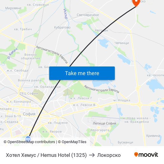 Хотел Хемус / Hemus Hotel (1325) to Локорско map
