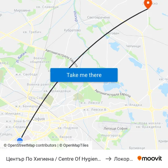 Център По Хигиена / Centre Of Hygiene (2343) to Локорско map