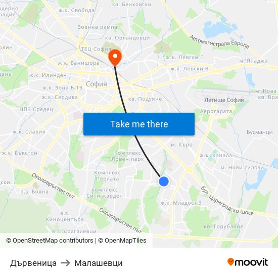 Дървеница to Малашевци map