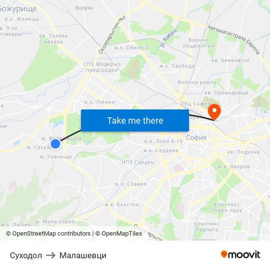 Суходол to Малашевци map