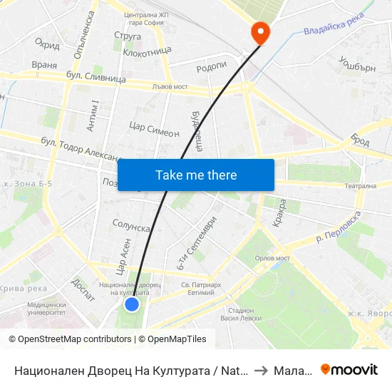 Ⓜ️ Национален Дворец На Културата / National Palace Of Culture (1139) to Малашевци map