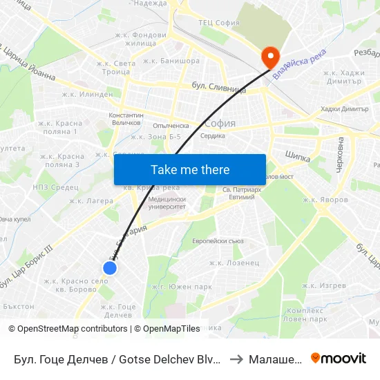 Бул. Гоце Делчев / Gotse Delchev Blvd. (0313) to Малашевци map