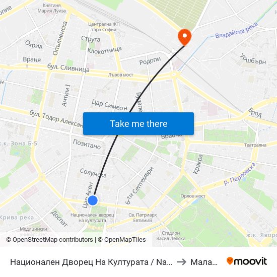 Национален Дворец На Културата / National Palace Of Culture to Малашевци map